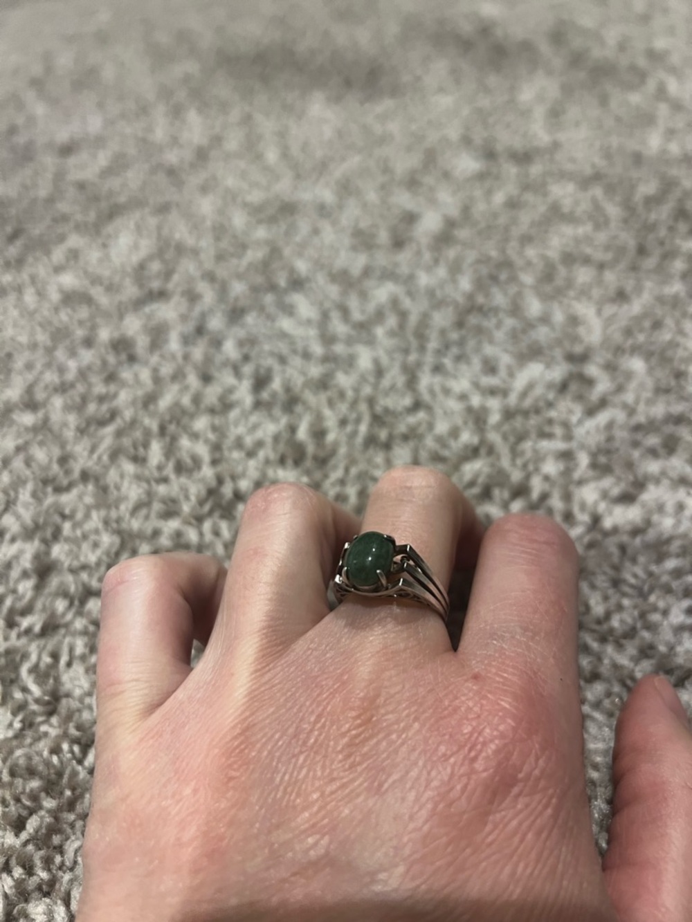 Sterling silver jade ring